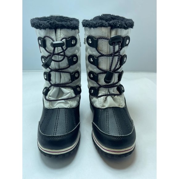 totes Other - Totes Makenzie Girls size 1 Black/White Snow Boots Faux Fur-zip and lined Pre-ow